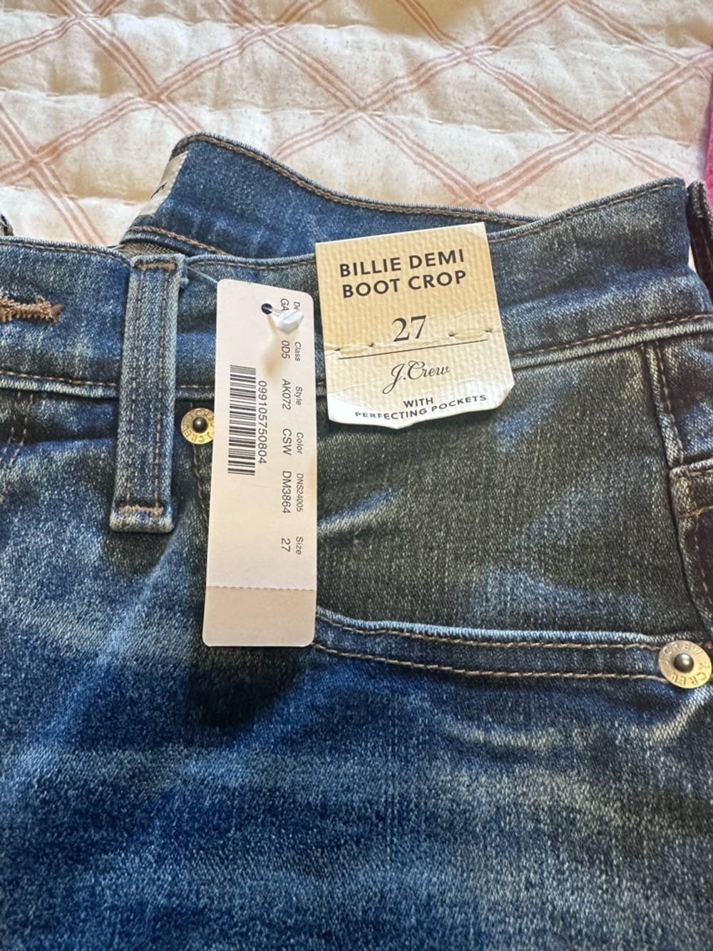 J. Crew Billie Demi Boot Crop Jeans - Dark Blue Wash